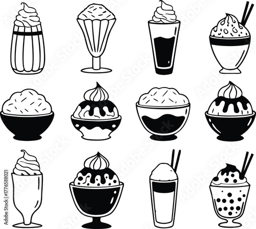ice cream icons set