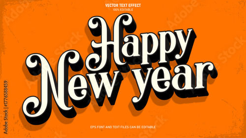 Happy new year 3d style text effect