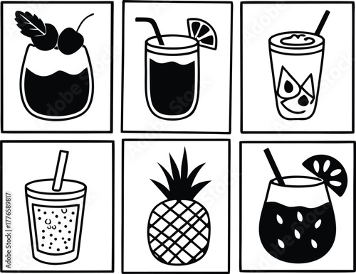 vector set of drinks