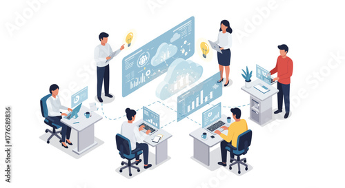 Team of Professionals Working on Data Analysis.