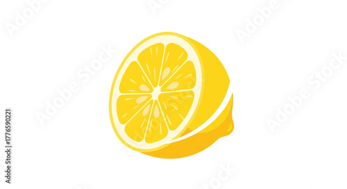 Bright Yellow Lemon Half with Zesty Citrus Pulp and Peel.