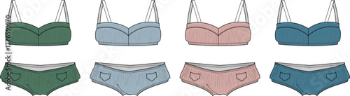 Charming Lingerie Set Coordinating Bra and Panty in Various Colors