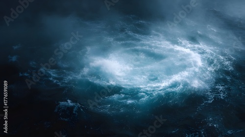 Fototapeta Naklejka Na Ścianę i Meble -  Turbulent ocean vortex with swirling currents and dramatic spray