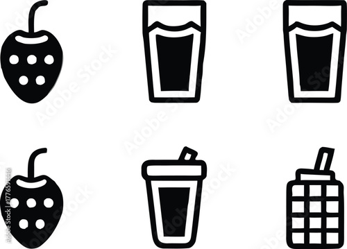 set of different drinks