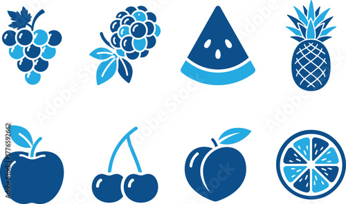 Food fruits filled icon for healthy eating