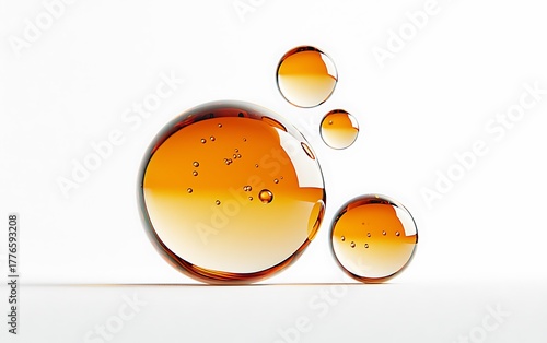 Amber liquid droplets