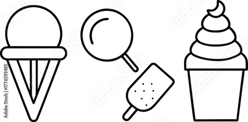 Vector illustration of ice cream cone popsicle and cupcake desserts in eps format