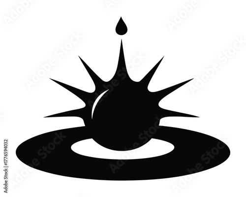 Abstract Black and White Water Drop Ripple Impact Illustration Concept