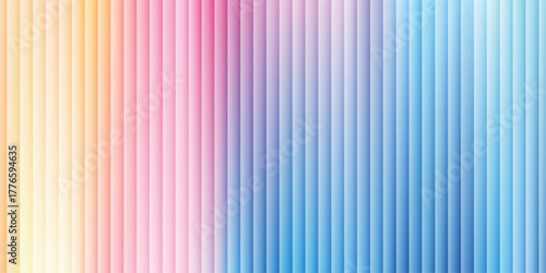 Aesthetic ribbed fractal glass texture. Modern pink, blue and purple gradient pattern. Frosted acrylic surface of door, window, roofs. Wavy striped blurry wallpaper.
