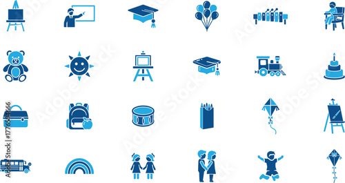 Kindergarten filled icon for child education