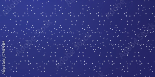 Magical heavy snow flakes backdrop. Snowstorm speck ice particles. Snowfall sky white teal blue wallpaper. Rime snowflakes february vector. Snow hurricane landscape, snowflakes on dark blue background