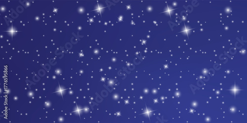 Magical heavy snow flakes backdrop. Snowstorm speck ice particles. Snowfall sky white teal blue wallpaper. Rime snowflakes february vector. Snow hurricane landscape, snowflakes on dark blue background