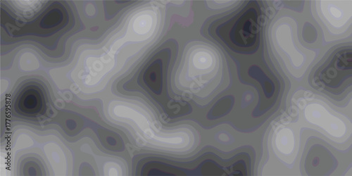 Seamless abstract topographic map-like background with smooth contour lines in shades of gray and dark purple, representing elevation or data visualization