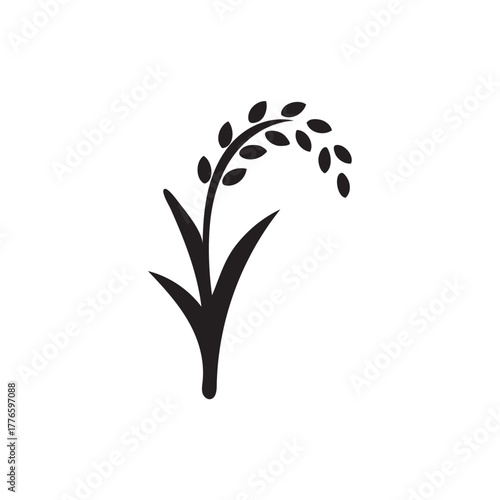 Rice plant silhouette vector icon