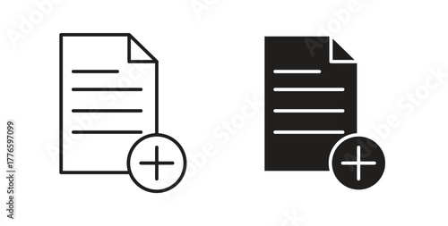 Add document icons set isolated on white background flat vector illustration.