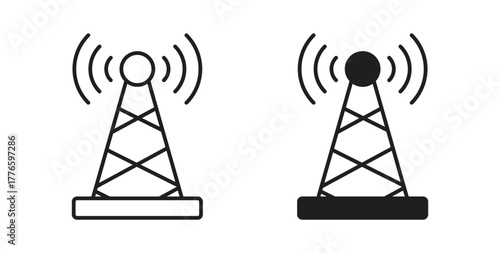 Antenna icons set isolated on white background flat vector illustration.