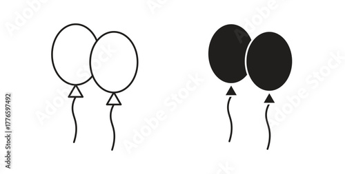 Balloons icons set isolated on white background flat vector illustration.