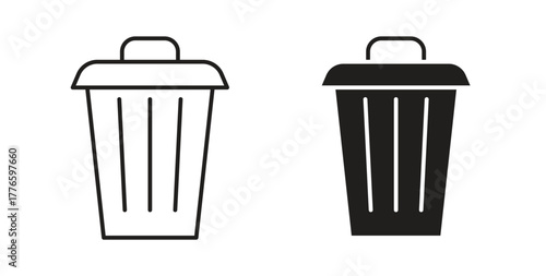 Bin icons set isolated on white background flat vector illustration.