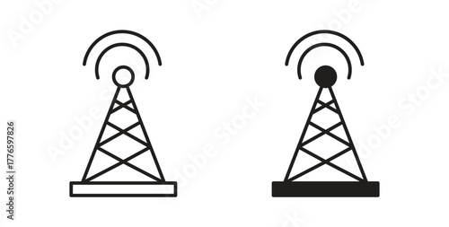 Broadcast icons set isolated on white background flat vector illustration.