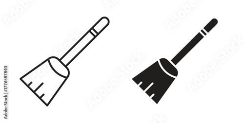 Broom icons set isolated on white background flat vector illustration.
