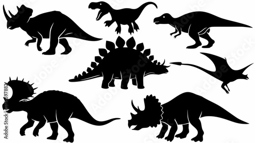 Majestic dinosaur silhouettes bring prehistoric wonder to life for educational and creative projects