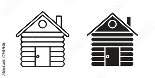 Cabin icons set isolated on white background flat vector illustration.