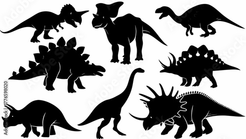Dynamic dinosaur silhouettes collection for educational and creative projects