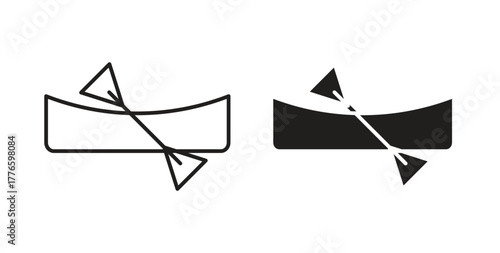 Canoe icons set isolated on white background flat vector illustration.