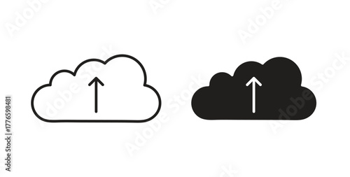 Cloud upload icons set isolated on white background flat vector illustration.