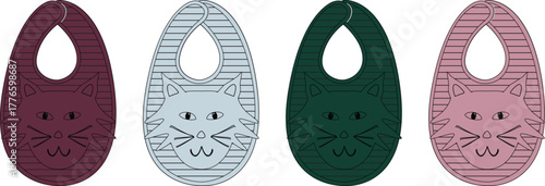 Whimsical Cat Face Bib Collection Playful Baby Essentials