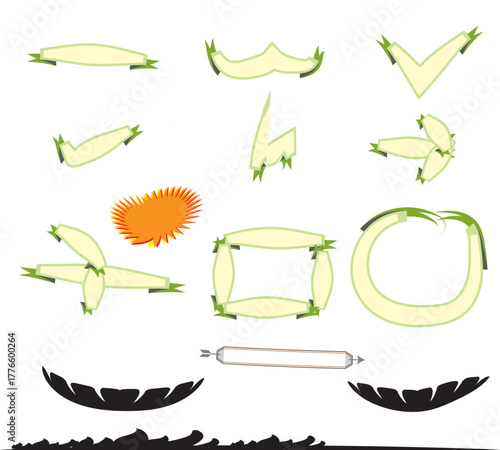 This vibrant vector set offers a collection of food, floral, and nature elements, including illustrations of flowers, fruits, vegetables, and leaves for design