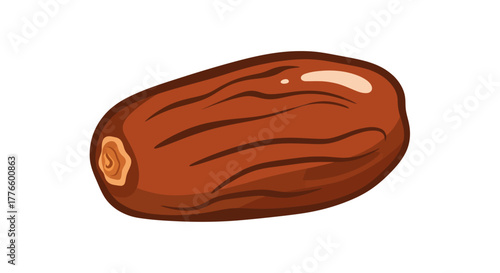 Illustration of a Single Brown Date Fruit with Wrinkles.
