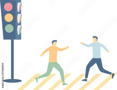 Businessman adventure running red light

