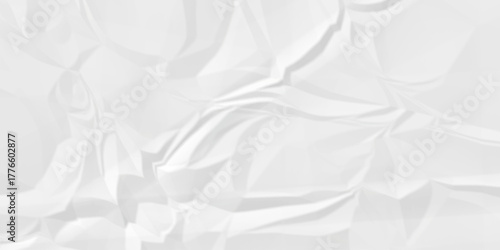 Crumple crushed aged white obsolete rumple craft design. wrinkle ripped creased white crumple aged closeup recycled document grunge paper background.	