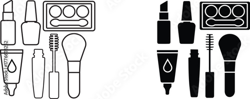 makeup products  icon vector graphic illustration  with white background flat hand made icon fill icon .