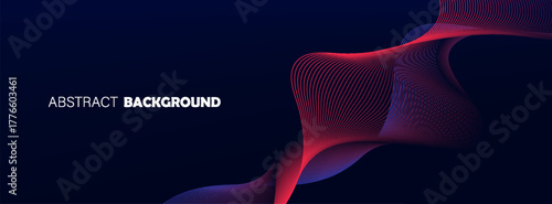 Light blue and red cuved rays glowing on dark blue background. High speed motion moving concept. simple design, website