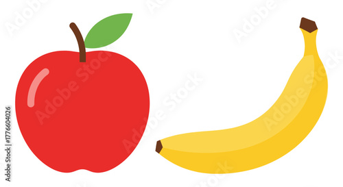 Vibrant Apple and Banana Duo - A Colorful Fruit Composition.