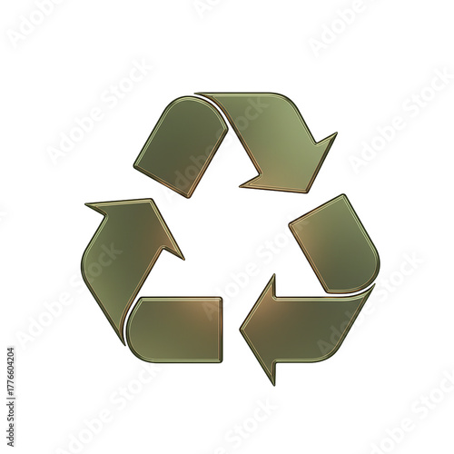 Elegant metallic recycle symbol representing environmental protection, sustainability, and eco-friendly practices for modern design projects, advertising campaigns, and corporate branding