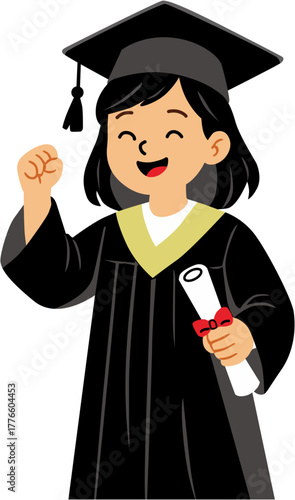 Proud girl wearing graduation