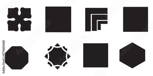 Set and bundle silhouette art vector design collection of black shapes