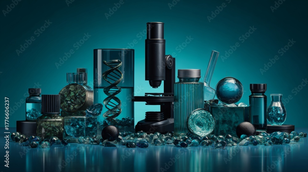 Obraz premium A glimpse into the molecular mechanisms of modern medicine. Film poster. Chemical rearrangement: subtle changes in a scientific blueprint. Poster design. Action poster.
