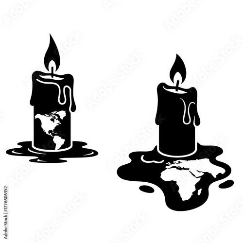 Candlelight vigil
Melting earth candles illustration for climate change awareness