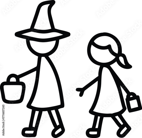 Cartoon vector drawing of a mother and child illustration showing family love and hand-drawn character design