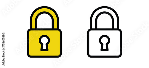 Yellow and outline padlock icons for security and protection