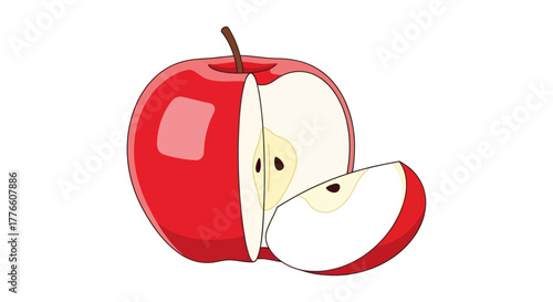 Vibrant Red Apple Sliced Fresh and Juicy.