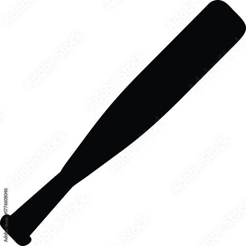 Black wooden baseball bat isolated on white background close-up
