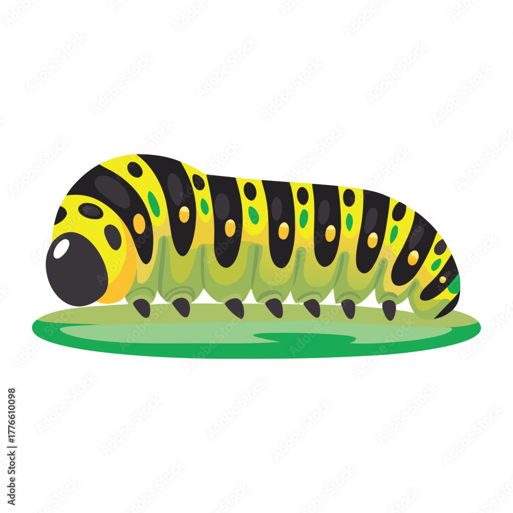 Fototapeta premium yellow caterpillar on white background