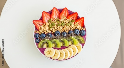 Healthy Breakfast Bowl – Fresh Fruits and Granola in Bright Natural Light