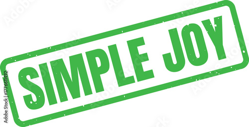 Vibrant green rubber stamp displaying Simple Joy text for conveying positive emotions