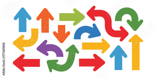 Assorted Arrows Pointing in Various Directions a Colorful and Diverse Visual Representation